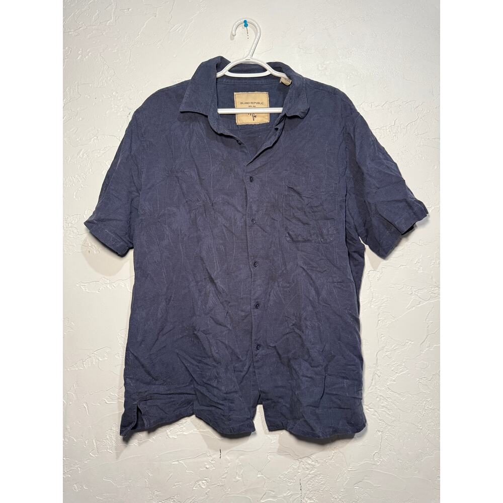 Island Republic 100% silk tropical Hawaiian button down‎ camp shirt mens XXL